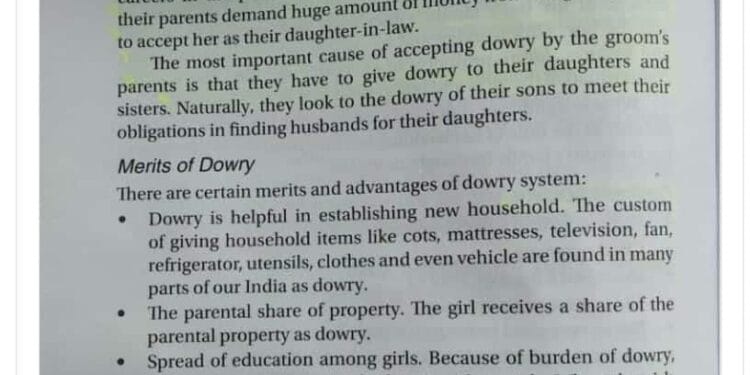 The picture of the book telling the eligibility of dowry went viral on social media, users are fiercely protesting