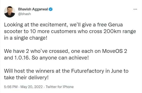 Bring Home Free Ola Scooter, Bhavish Aggarwal's Tweet!