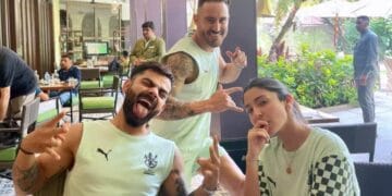 Faf du Plessis shared a photo with Virushka