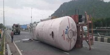 Gas Tanker Overturns