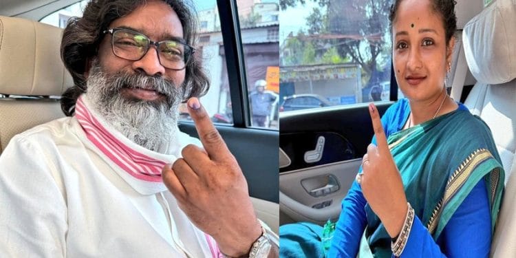 Hemant Soren and MLA Kalpana Soren voted